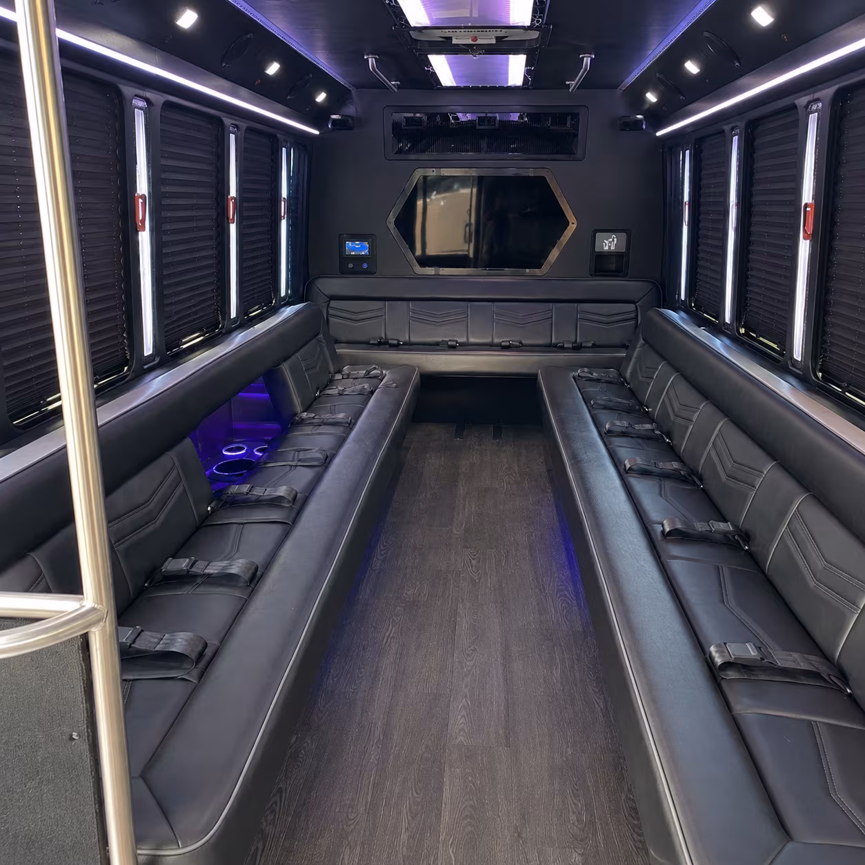 plano 18 passenger party bus interior