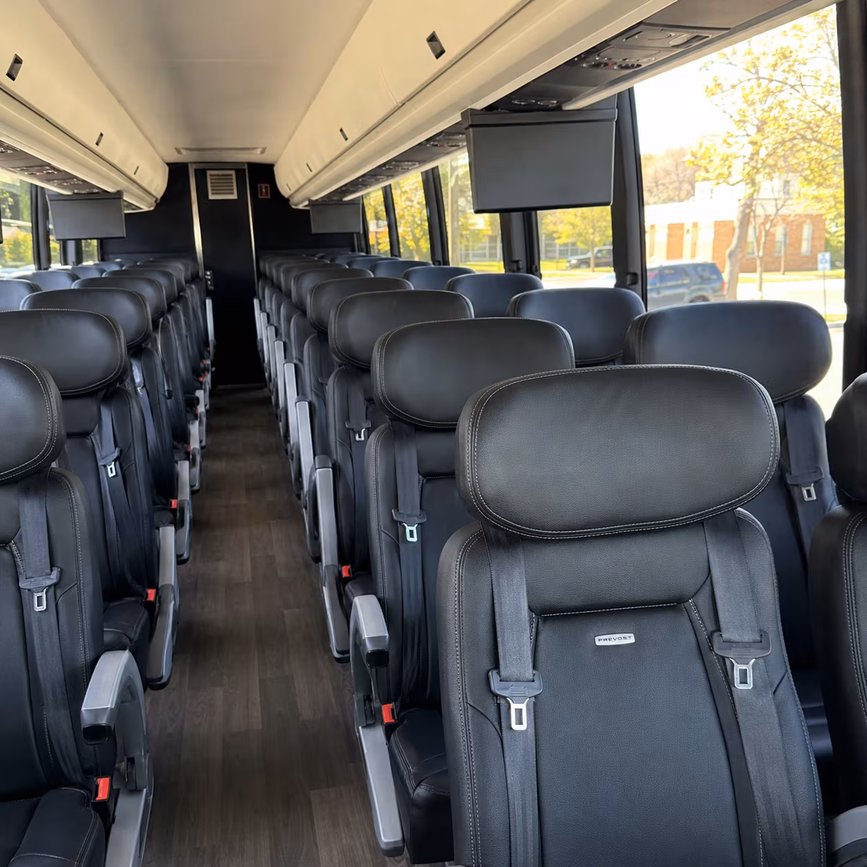 plano 45 passenger charter bus inside