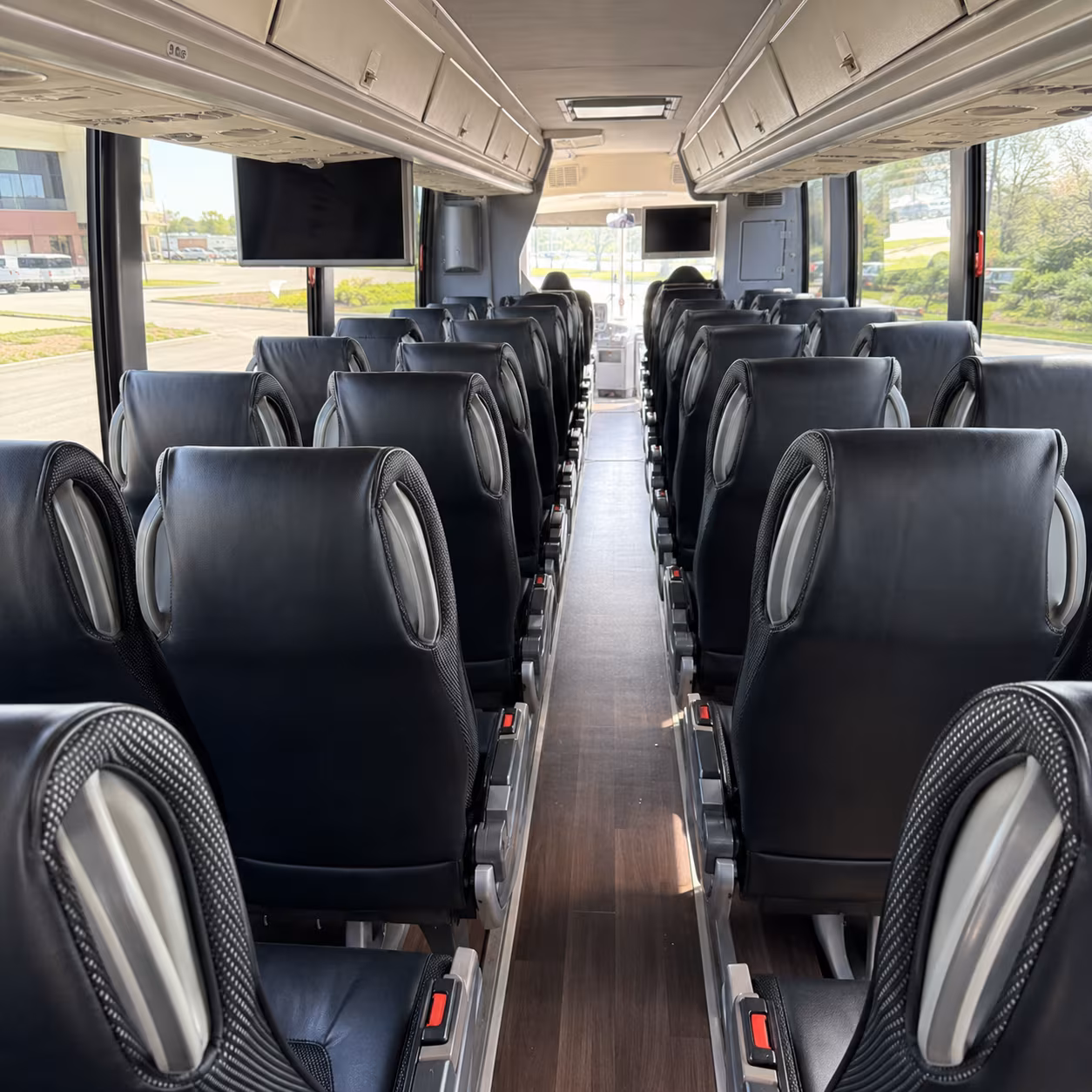 plano 56 passenger charter bus inside